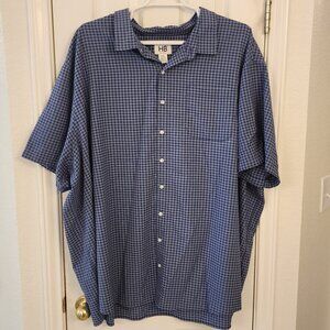 HB Blue Micro-Check Short Sleeve Shirt – 5XL – 100% Polyester